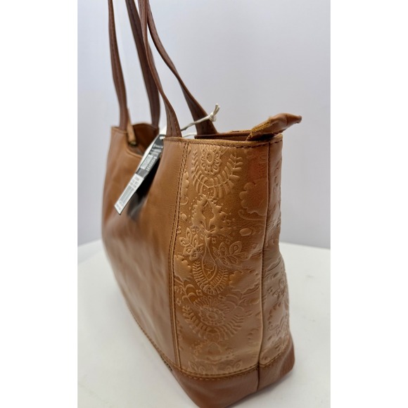 The Sak De Young Tote Bag Brown Leather Embossed Floral Shoulder Bag - Picture 3 of 10